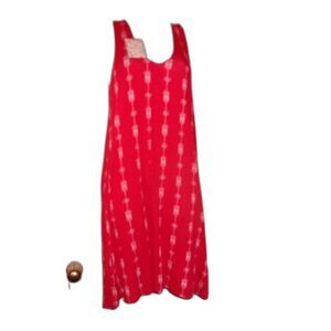 Pink Rose Small Red Vertical Midi Dress NWT